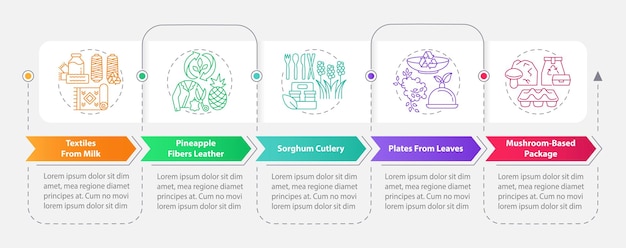 Vector plantilla de infografía de rectángulo de ejemplos de materiales basados en bio