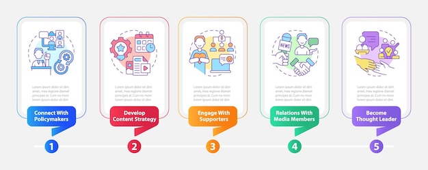 Plantilla de infografía de rectángulo de estrategias de redes sociales de promoción