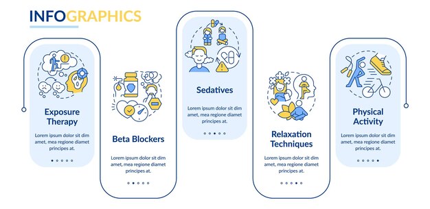 Plantilla de infografía de rectángulo de tratamiento de trastorno de ansiedad