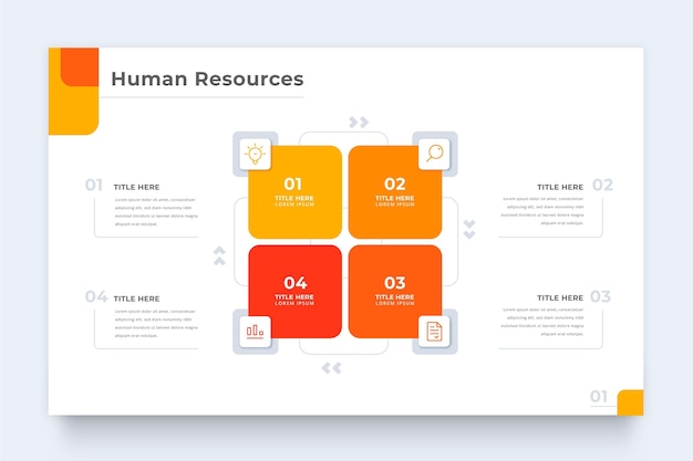 Plantilla de infografía de recursos humanos con cuadrados