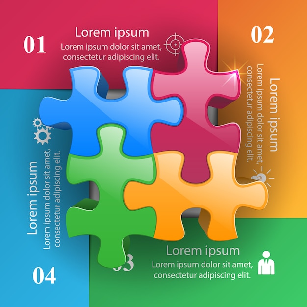 Plantilla de infografía rompecabezas 3d