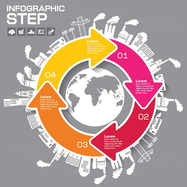 Plantilla de infografía de rompecabezas de círculo vectorial para presentación de gráfico de diagrama y gráfico Concepto de negocio con 4 opciones cíclicas partes pasos o procesos Fondo abstracto