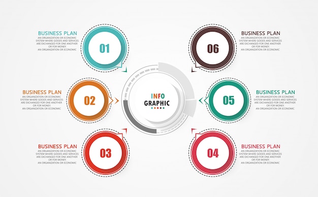 Plantilla de infografía con seis pasos