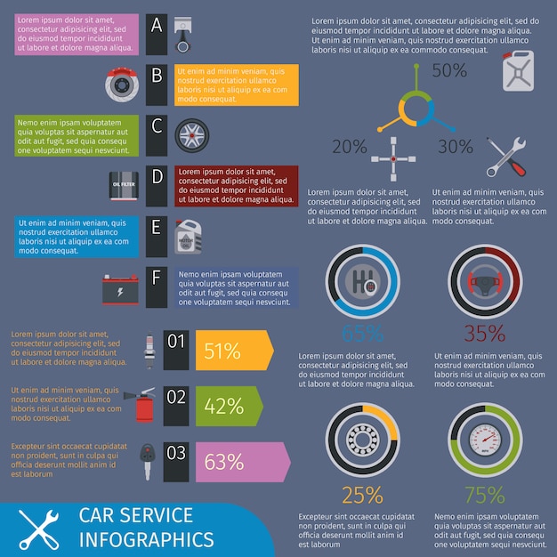 Plantilla de infografía de servicio de coche