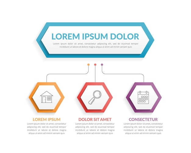 Plantilla de infografía con tres pasos