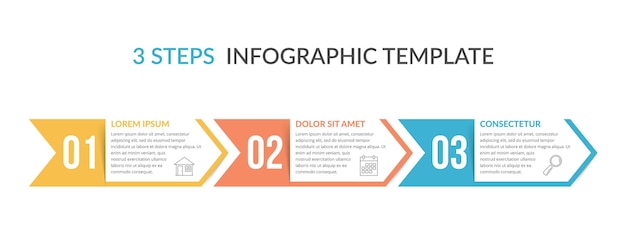 plantilla de infografía en tres pasos