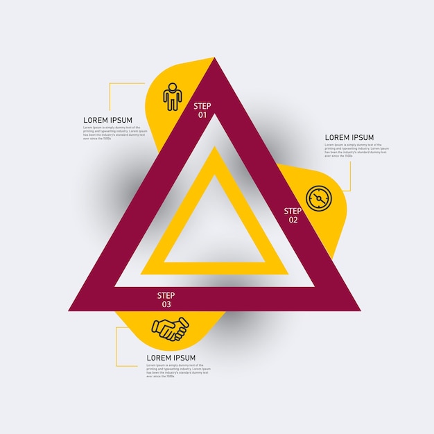 plantilla de infografía triangular con 3 opciones