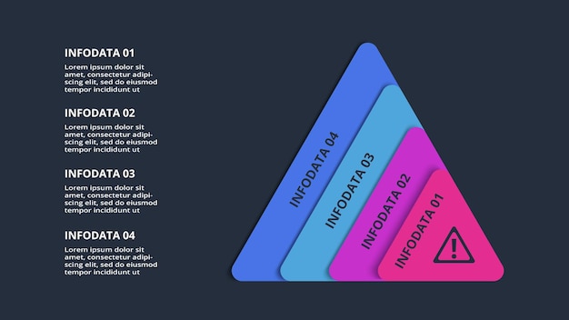 Vector plantilla de infografía triangular para presentaciones de negocios web ilustración vectorial