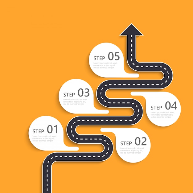 Plantilla de infografía de ubicación de camino con una estructura en fases