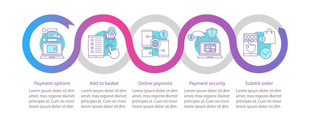 Plantilla de infografía de vector de compras en línea