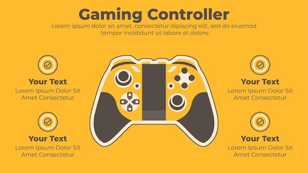 Plantilla de infografía de vector de controlador de juego