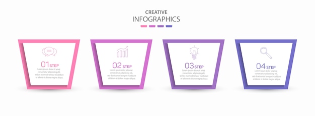 Plantilla de infografía vector creativo moderno con 4 pasos