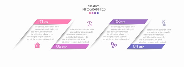 Plantilla de infografía vector creativo moderno con 4 pasos