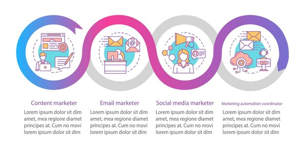 Plantilla de infografía de vector de especialidad de marketing digital
