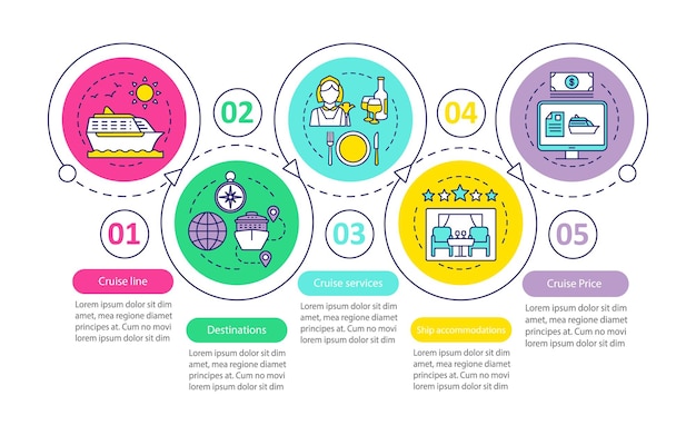 Plantilla de infografía de vector de información de crucero