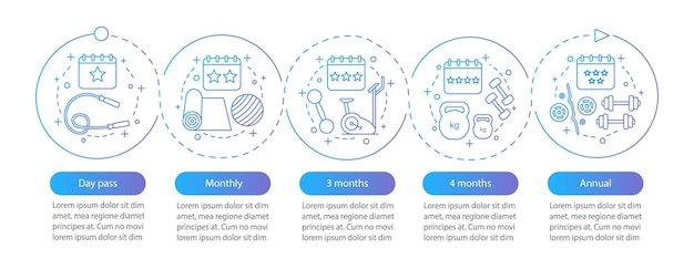 Plantilla de infografía de vector de suscripción de fitness