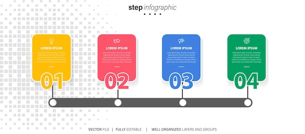 Vector plantilla de infografía vectorial con 4 círculos integrados de etiquetas concepto de negocio con 4 opciones para c