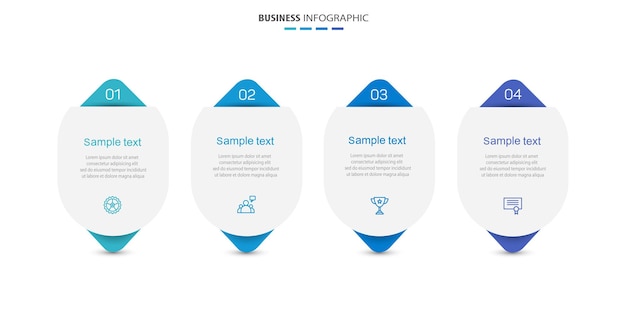 plantilla de infografía vectorial con 4 pasos para negocios