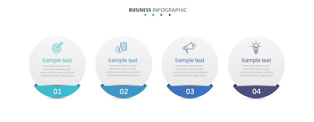 plantilla de infografía vectorial con 4 pasos para negocios
