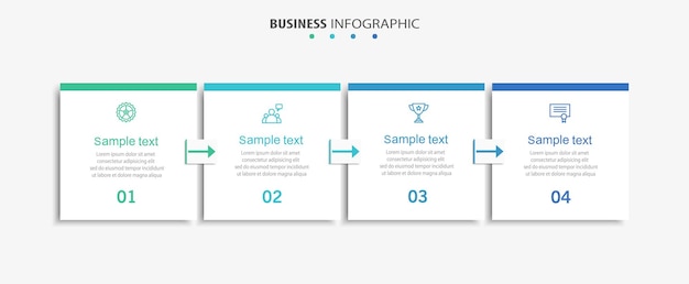 plantilla de infografía vectorial con 4 pasos para negocios