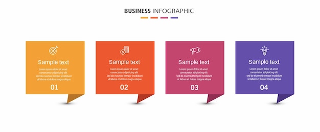 plantilla de infografía vectorial con 4 pasos para negocios