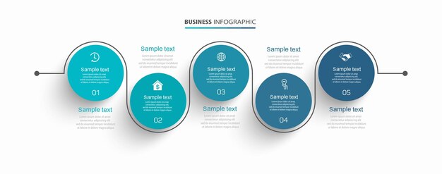 Plantilla de infografía vectorial con 5 opciones o pasos