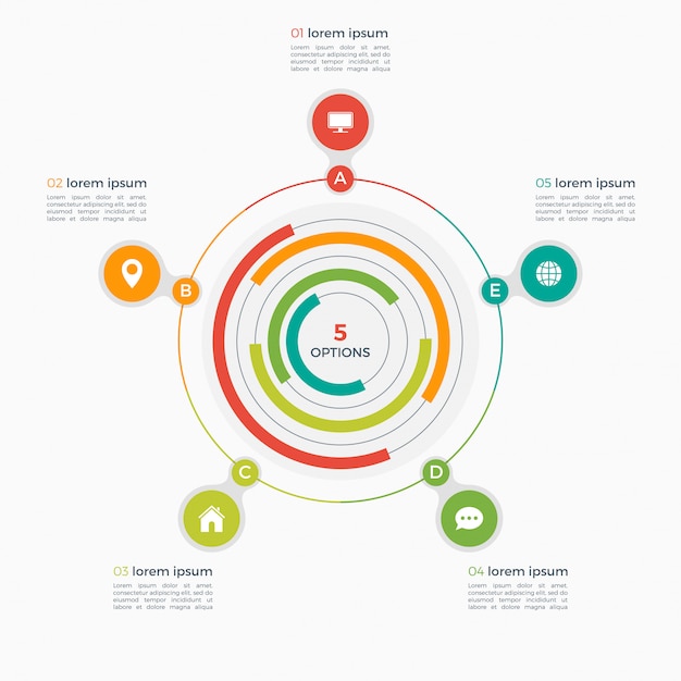 Plantilla de infografía vectorial con círculos integrados