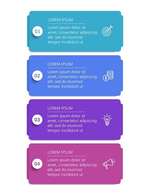 Plantilla de infografía vectorial empresarial con 4 opciones o pasos