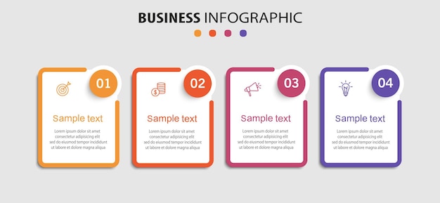 Plantilla de infografía vectorial empresarial con 4 opciones o pasos