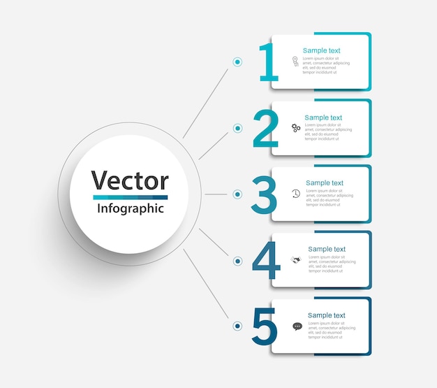 Plantilla de infografía vectorial empresarial con 5 opciones o pasos