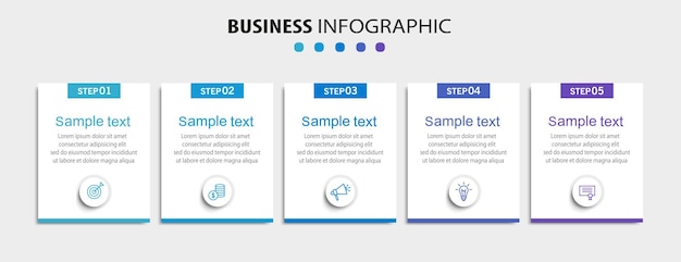 Plantilla de infografía vectorial empresarial con 5 opciones o pasos