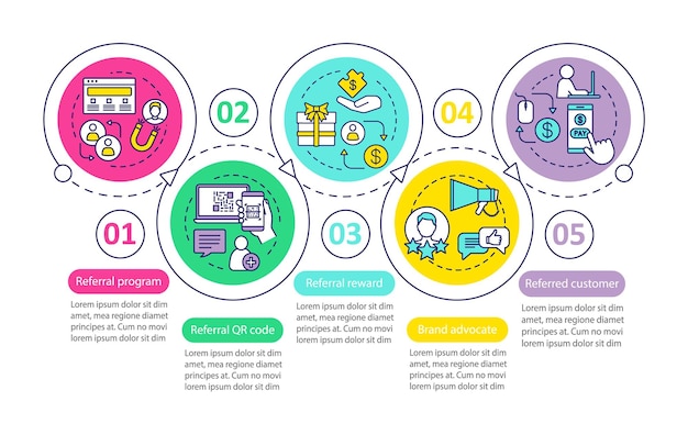 Vector plantilla de infografía vectorial de herramientas de marketing de referencia