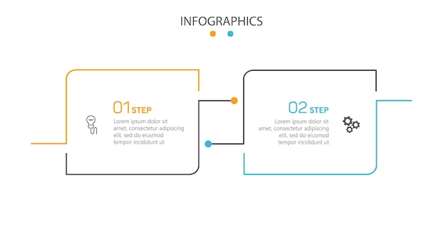 Plantilla de infografía vectorial con iconos y 2 opciones o pasos