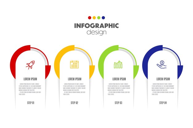plantilla de infografía vectorial para negocios diagrama de línea de tiempo de 4 pasos presentación infográfica