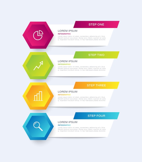 plantilla de infografía vertical de cuatro pasos colorida