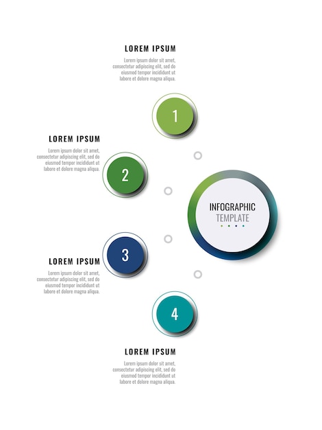 Plantilla de infografía vertical empresarial con cuatro elementos realistas redondos sobre un fondo blanco