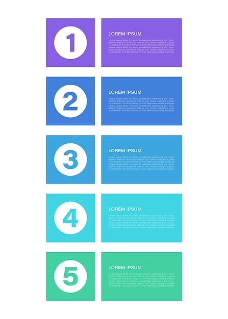 plantilla de infografía vertical simple con 5 pasos u opciones