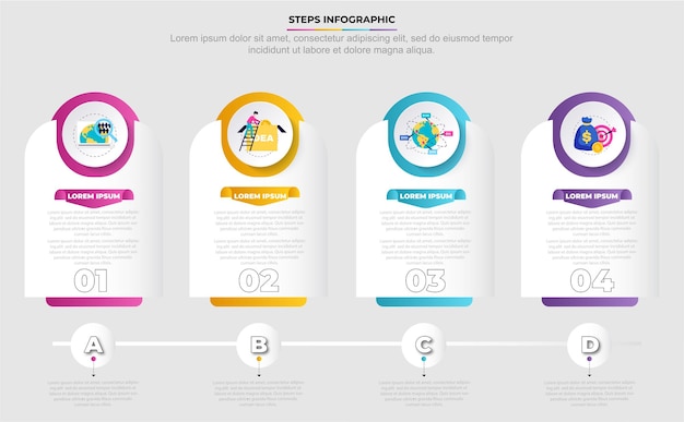 plantilla de infografía de visualización de datos empresariales con 4 pasos