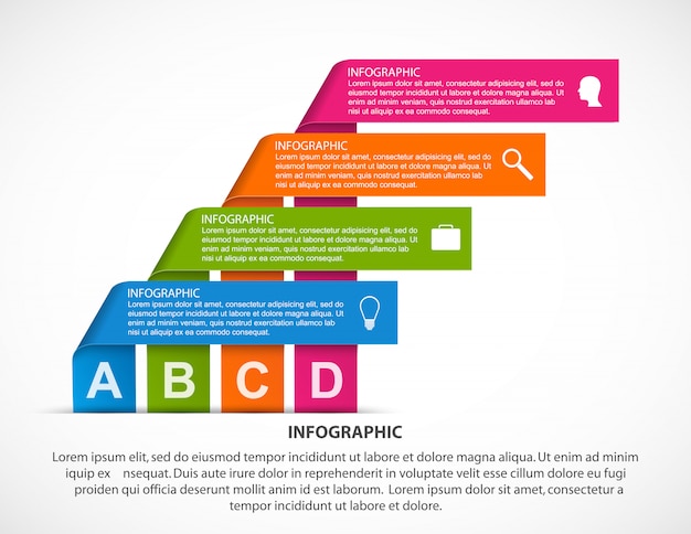 Plantilla de infografías con cintas.