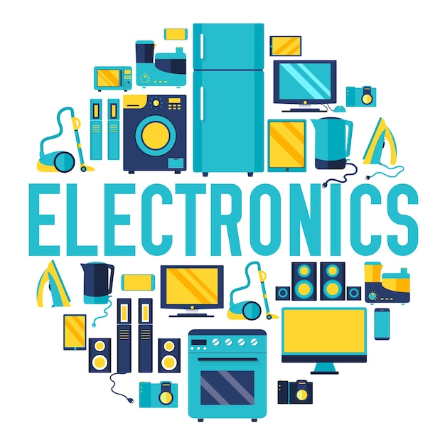 Plantilla de infografías de círculo de aparatos electrónicos para el hogar