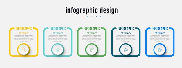Plantilla de infografías creativas de negocios de presentación con 5 opciones