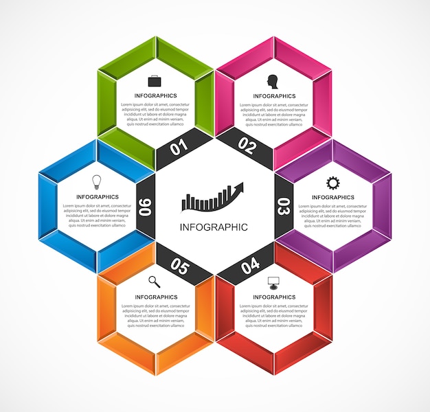 Plantilla de infografías de hexágono abstracto