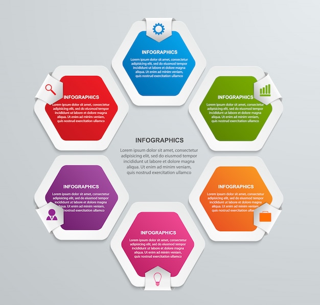 Plantilla de infografías de hexágono abstracto.