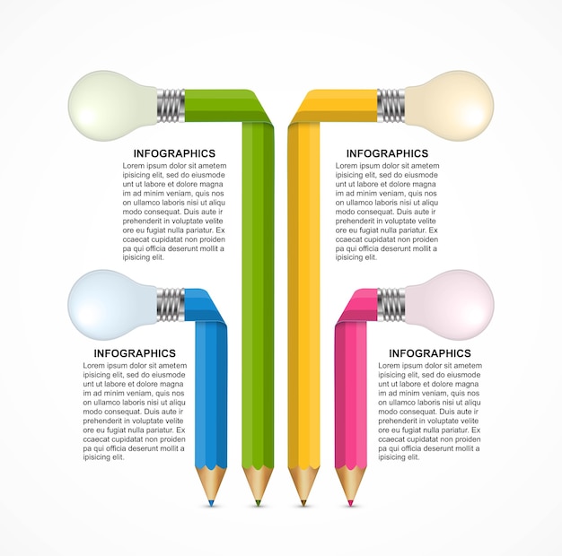 Plantilla de infografías con lápiz de color.