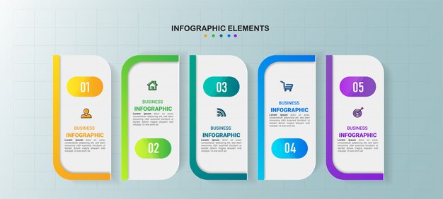 Plantilla de infografías de negocios con 5 pasos
