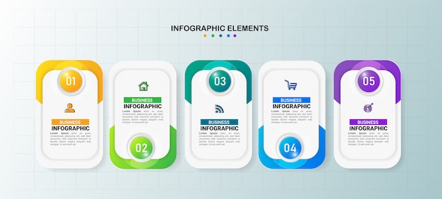 Plantilla de infografías de negocios 5 pasos