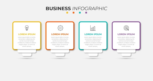 Plantilla de infografías de negocios de cuatro pasos