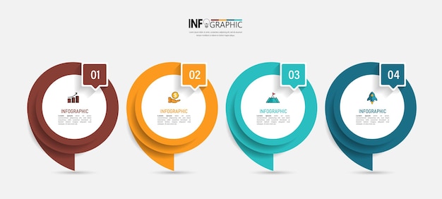 Plantilla de infografías de negocios de cuatro pasos