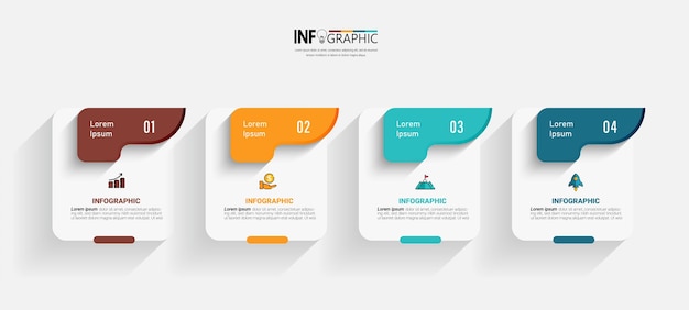 Plantilla de infografías de negocios de cuatro pasos