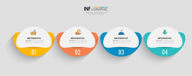 Plantilla de infografías de negocios de cuatro pasos